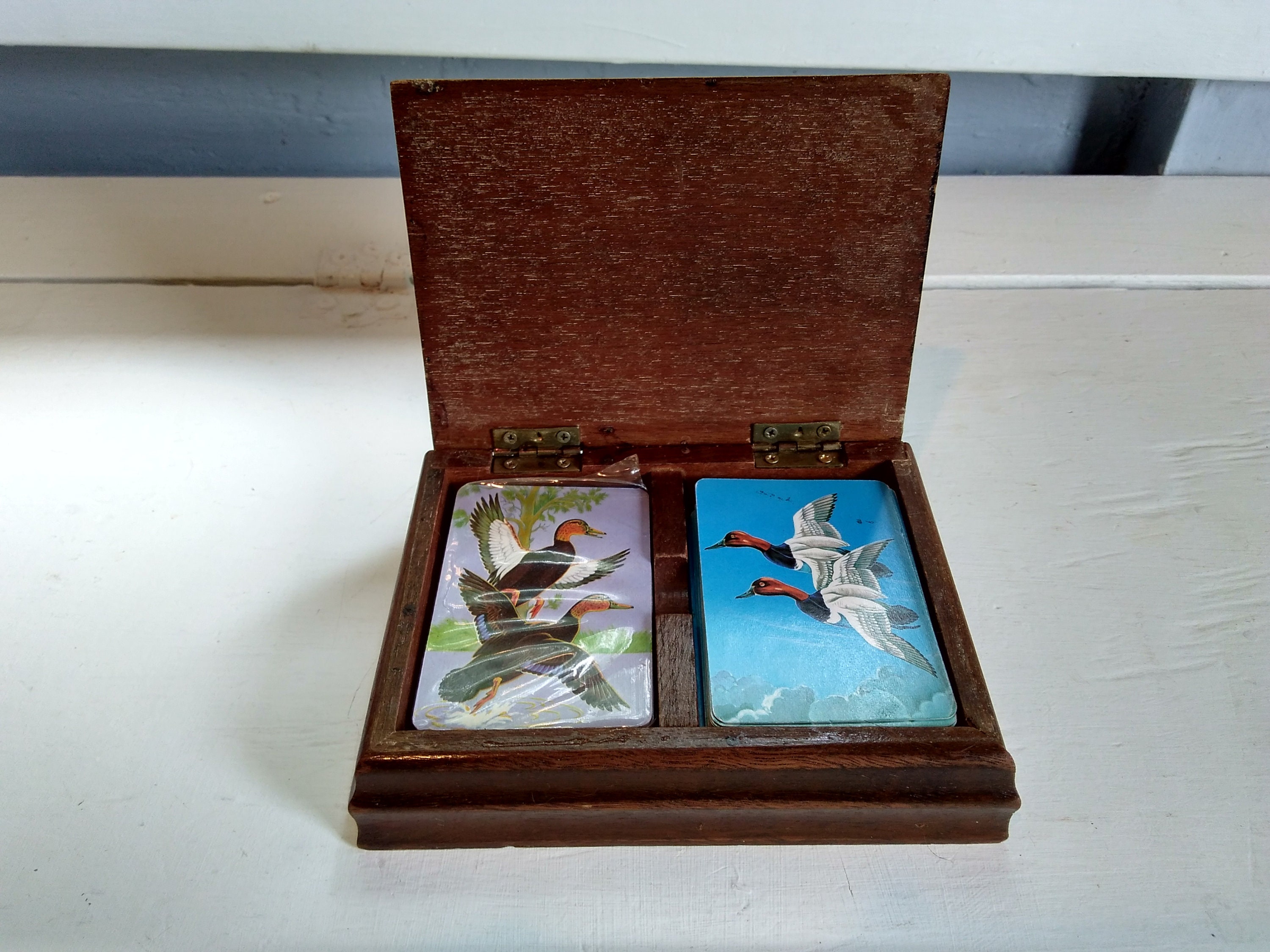 80s Duck Playing Card Caddy Box with Original Duck Playing Cards Card