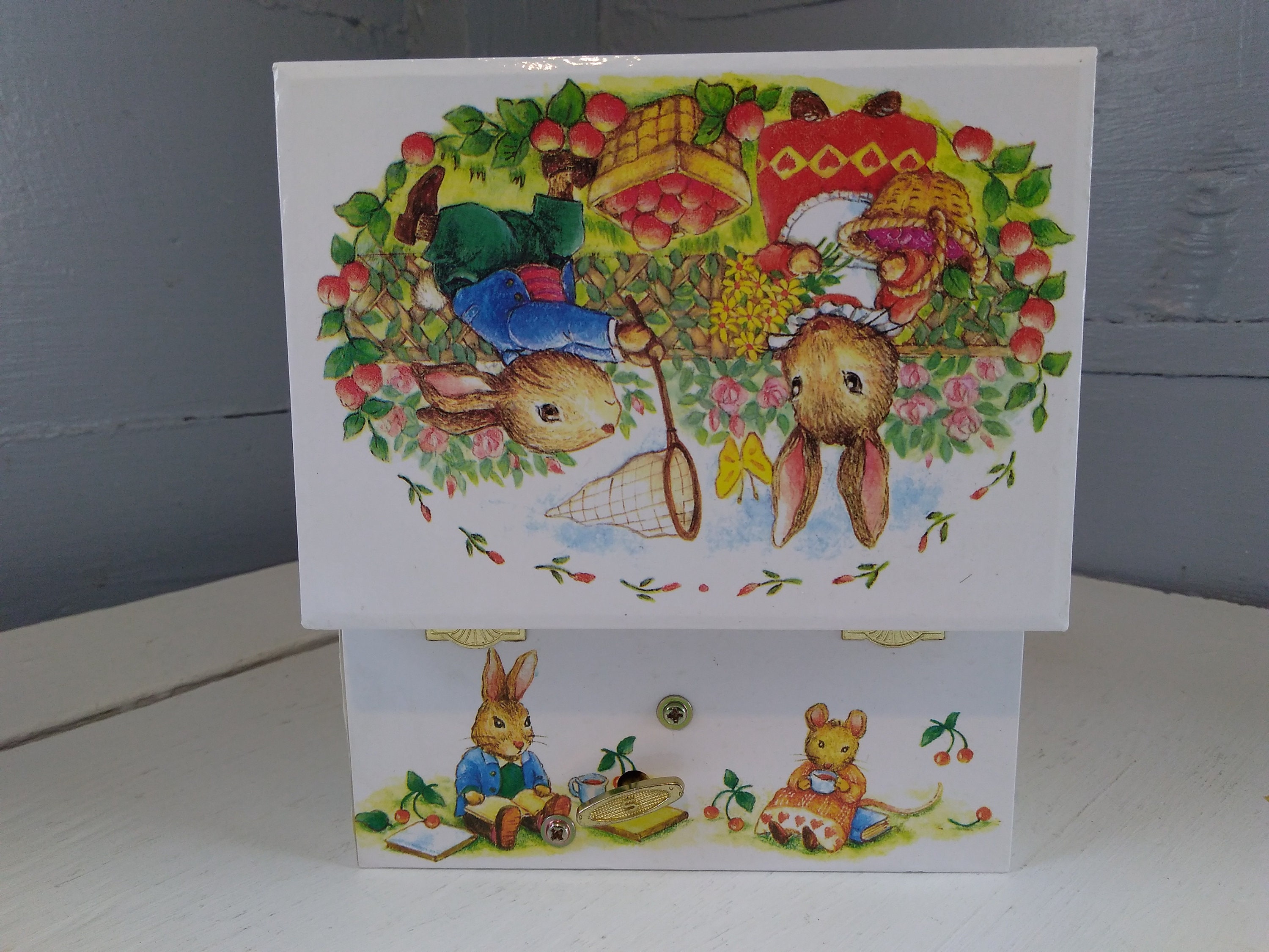 Vintage, Childrens, Musical, Bunny, Jewelry Box, Easter, Kids