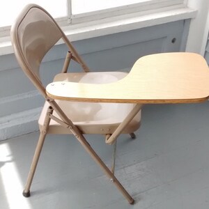 Vintage Krueger Folding Student Desk Chair, Mid Century Industrial Tablet Arm image 5