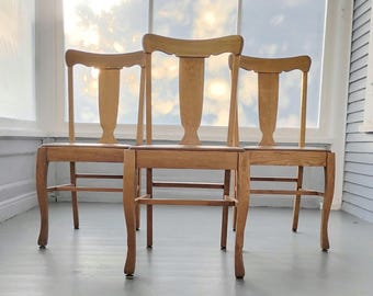 Antique Mission Oak Kitchen Chairs - Set of 3 - Arts & Crafts Furniture