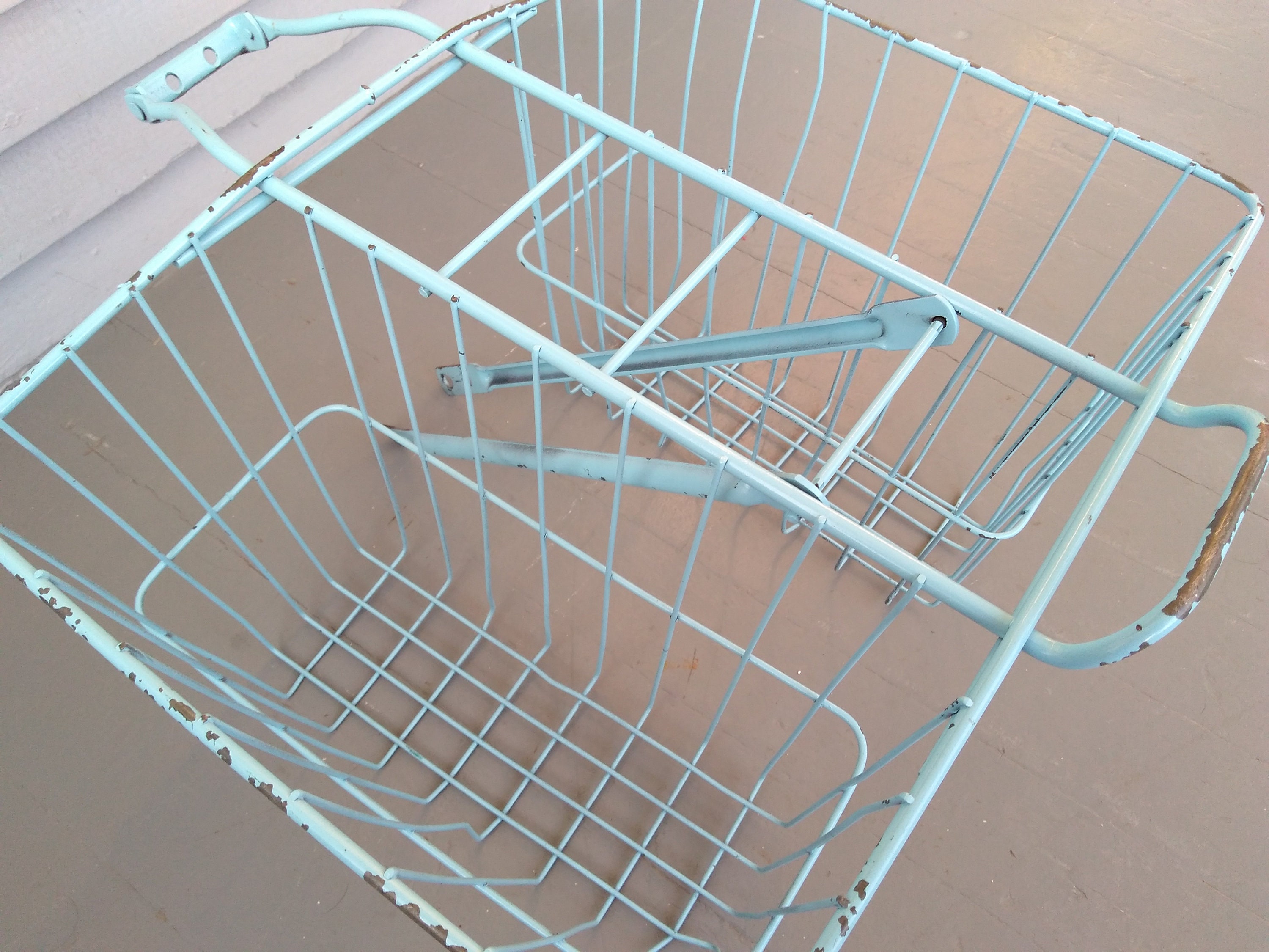 Vintage, Double, Bike, Basket, Rear Basket, Metal, Wire Basket, Robins