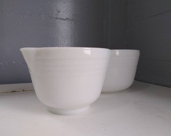 Vintage Pyrex Footed Mixing Bowl Set Milk Glass White Kitchen Decor Farmhouse Country MidCentury Modern RhymeswithDaughter