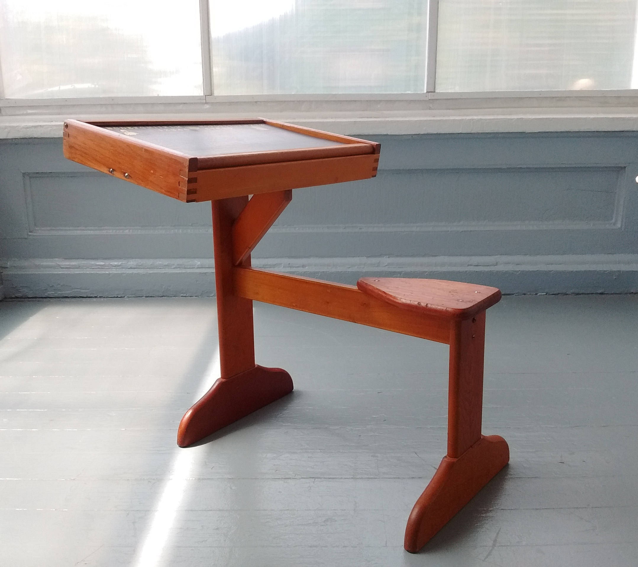 child's desk with chalkboard top