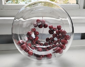 Vintage Glass Display Bowl Centerpiece Floating Center with Decorative Pocket for Keepsakes or Holiday Garland Photo Prop RhymeswithDaughter