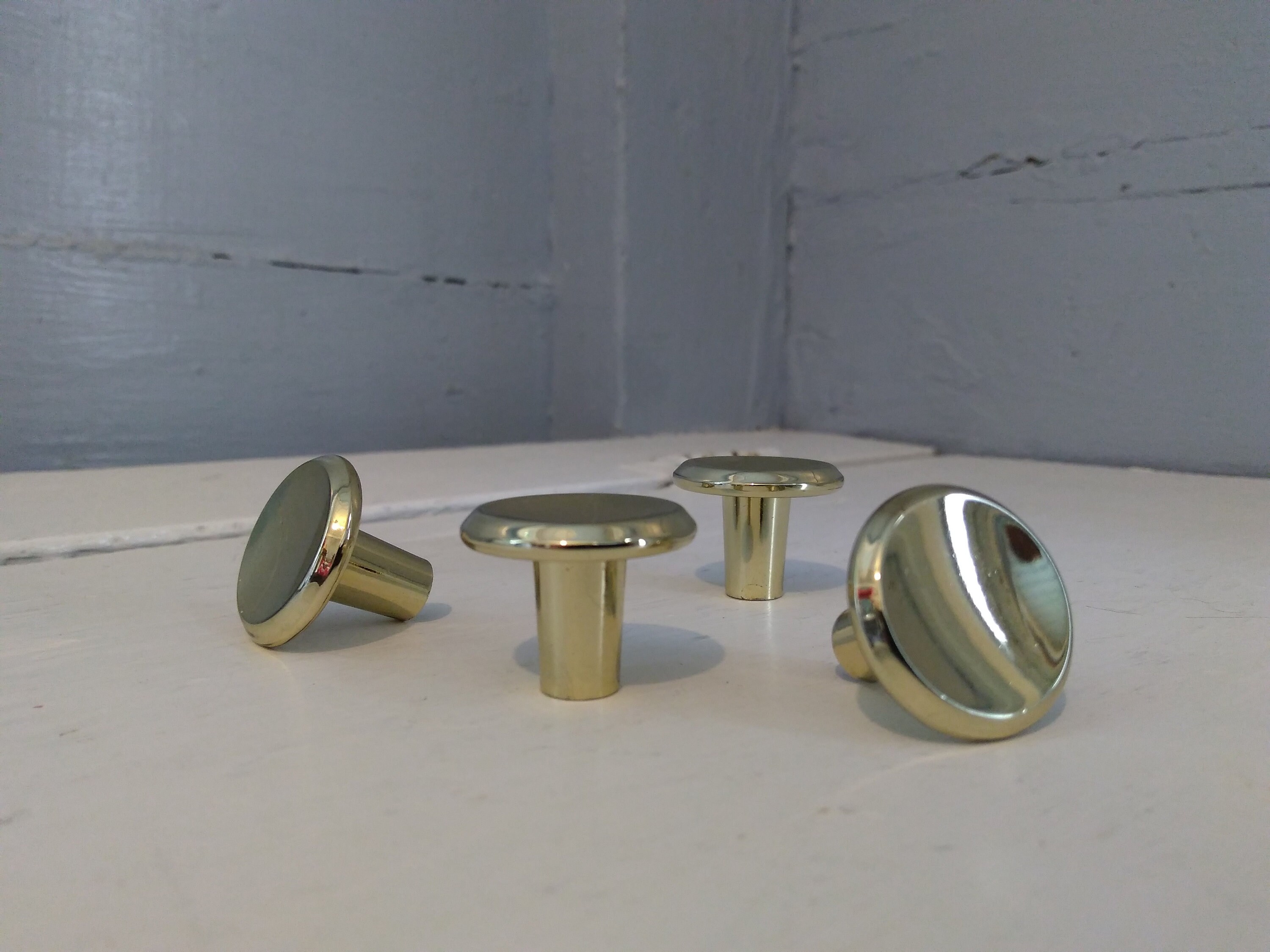 Knobs Vintage Midcentury Concave Center Round Metal