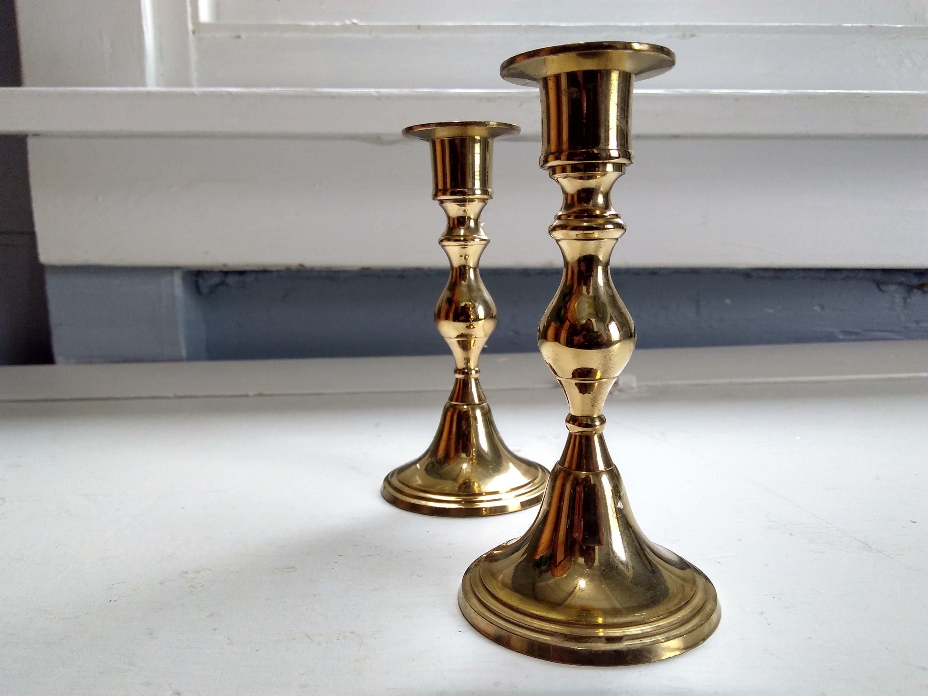 Candlestick Holders Pair Candle Holder Brass Dining Room Dining
