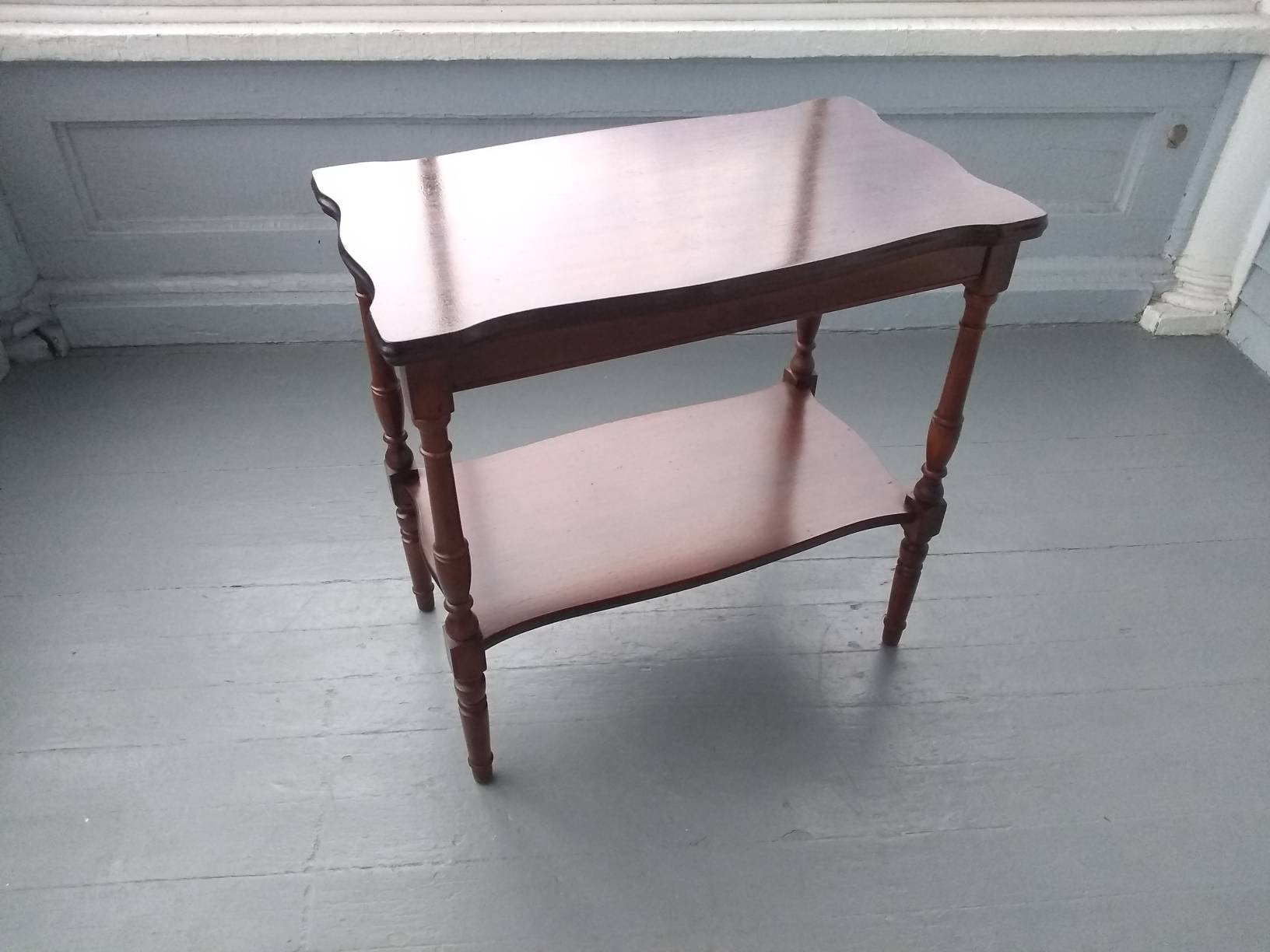 Vintage Wood End Table Side Table Sofa Table Plant Stand Rectangle Tall