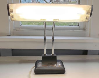 Large Beautiful Bright Vintage Desk Lamp/Task Light Metal Hood Gooseneck Adjustable Arm Lighting Home Decor Photo Prop, RhymeswithDaughter