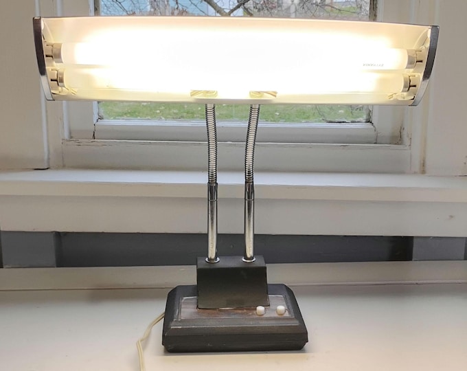 Featured listing image: Vintage Gooseneck Desk Lamp, Adjustable Metal Task Light, RhymeswithDaughter