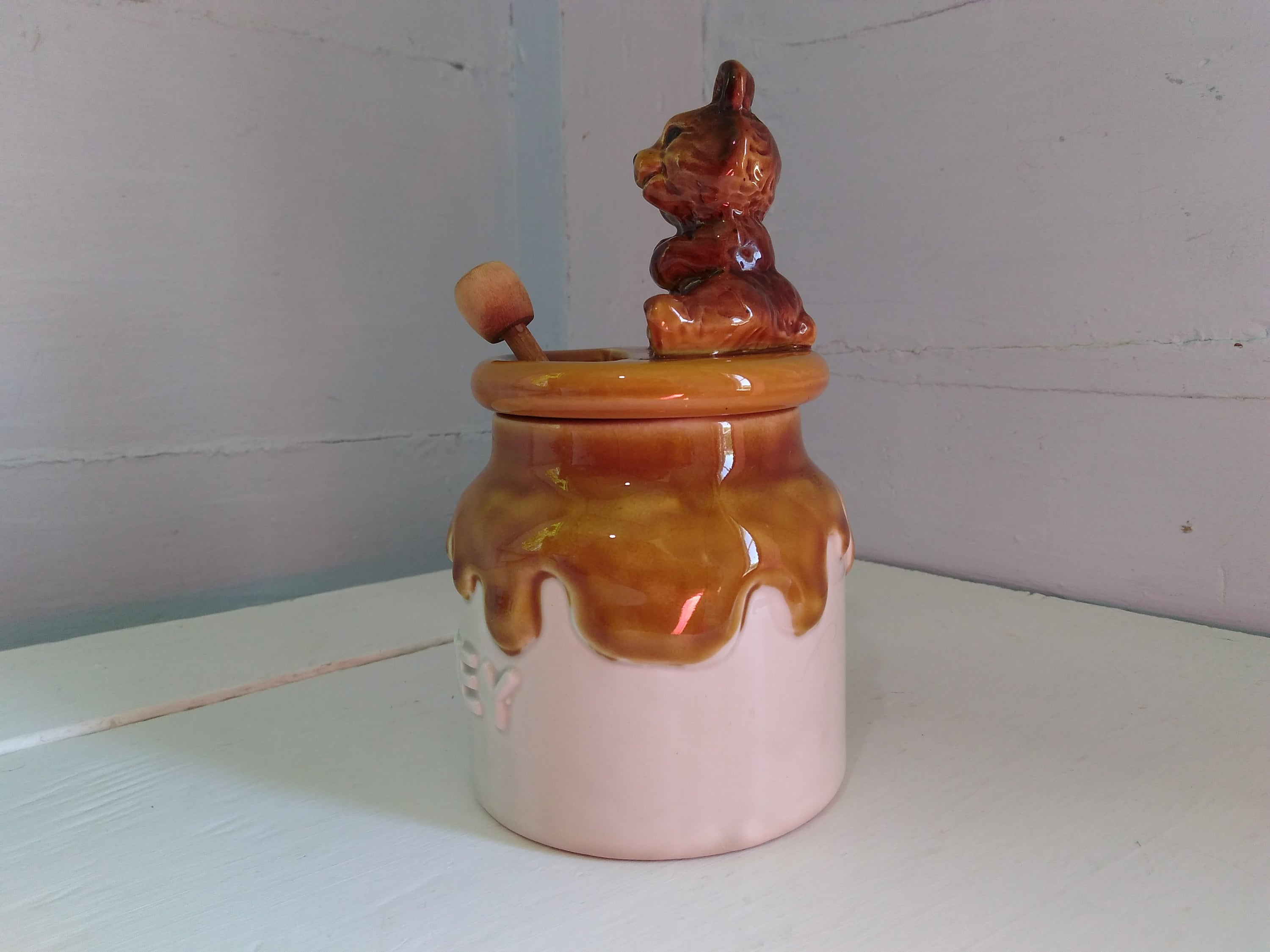 Vintage, Decorative, Ceramic, Honey Pot, Honey Jar, Kitchen Decor