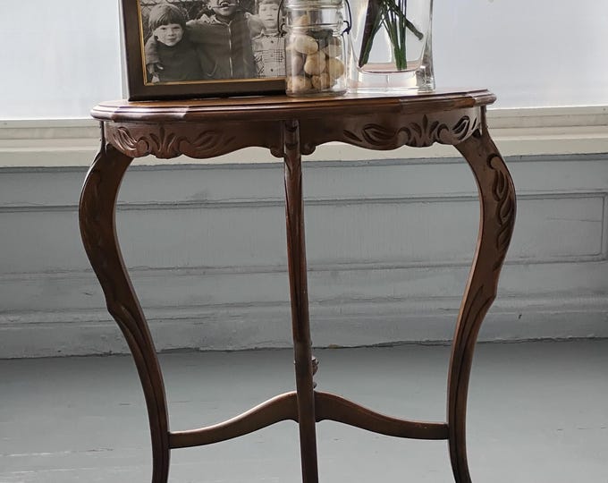 Featured listing image: Elegant Antique Carved Wood Table End table or Side Table Dining room Living room Furniture RhymeswithDaughter