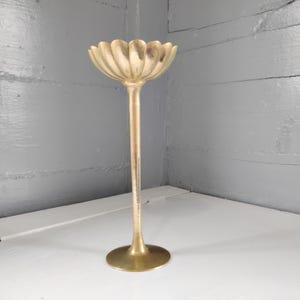 Vintage Brass Pillar Candle Holder Flower Shaped Tall RhymeswithDaughter