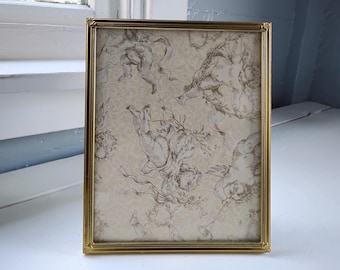 Vintage Metal Picture Frame Brass Plated MidCentury Easel Back Table Top Wedding/Family Photo Frame Rhymeswithdaughter