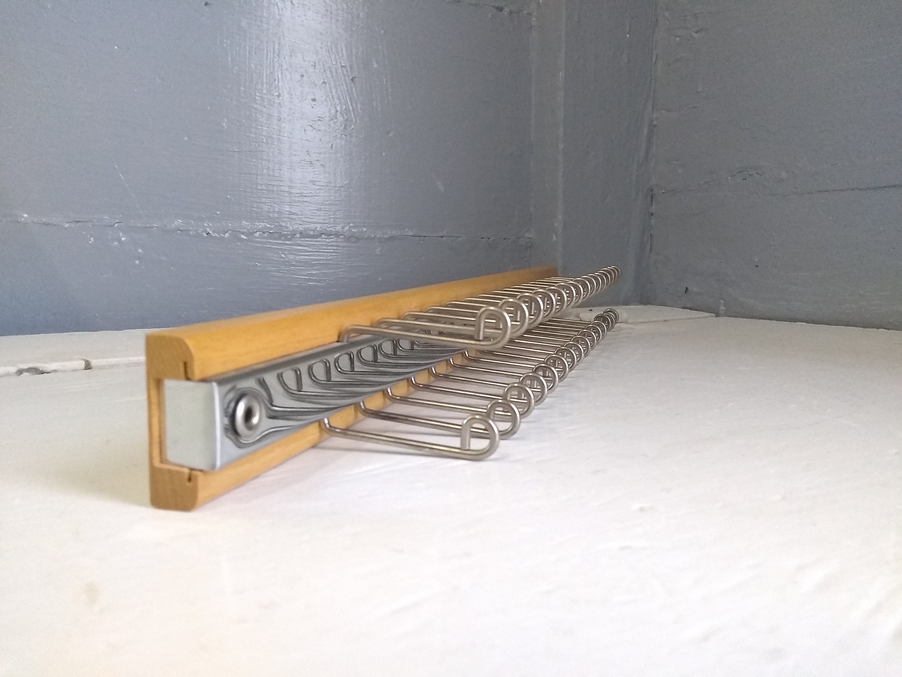 Silver Hanging Rack Vintage Hanging Tie Rack Belt Rack Scarf Rack Wood Metallic Silver ...
