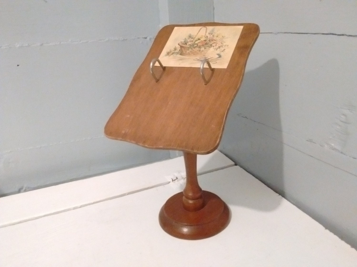 70s Retro Wood Recipe Holder Recipe Stand 3 x 5 Card Holder Kitchen