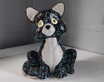 Vintage 80s Kimple Mold Ceramic Cat Figurine Hand Painted Black Kitty Halloween Decor Home Decor Photo Prop Gift Idea