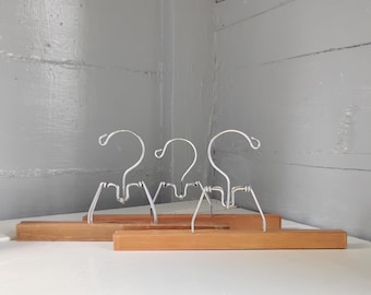 Vintage Wooden Clamp Hangers - Set of 3 Mid-Century Pants Skirt Hangers, Retro Closet Organization, Wooden Art Print Display Hangers