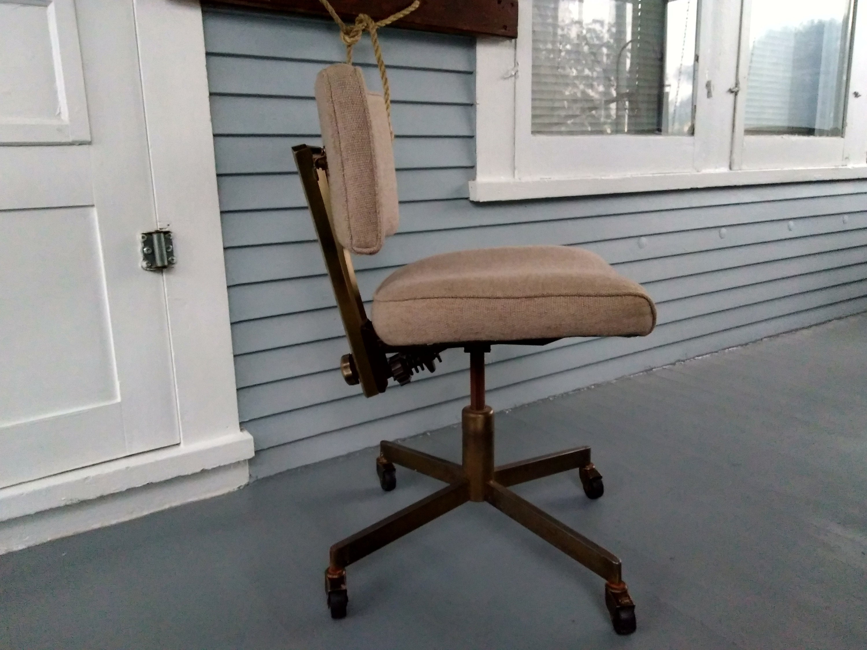 Vintage Desk Chair Rolling Office Chair Metal Upholstered Industrial