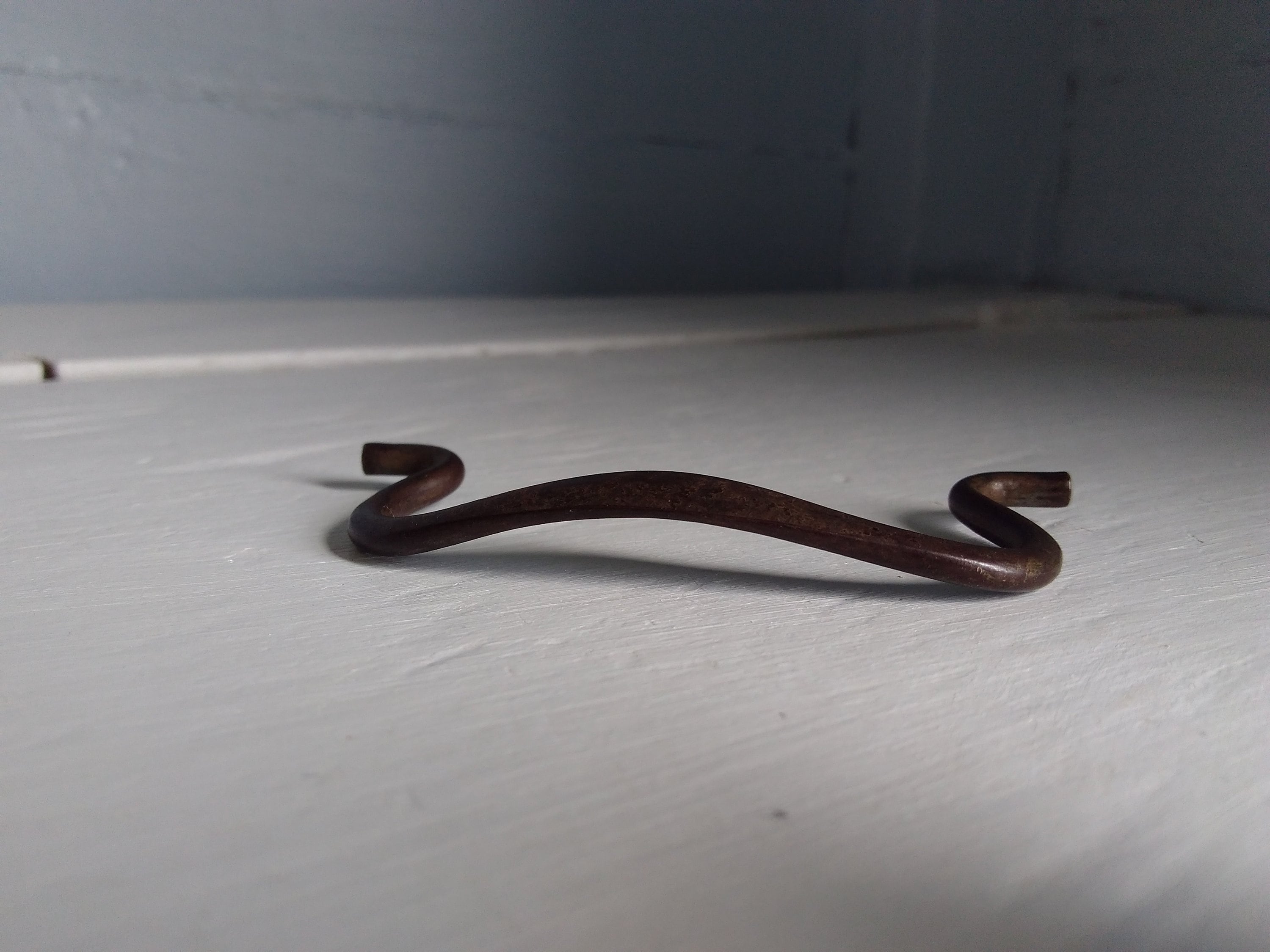 Antique Cast Brass Swan Bail Furniture Pull Hardware Dresser Drawer