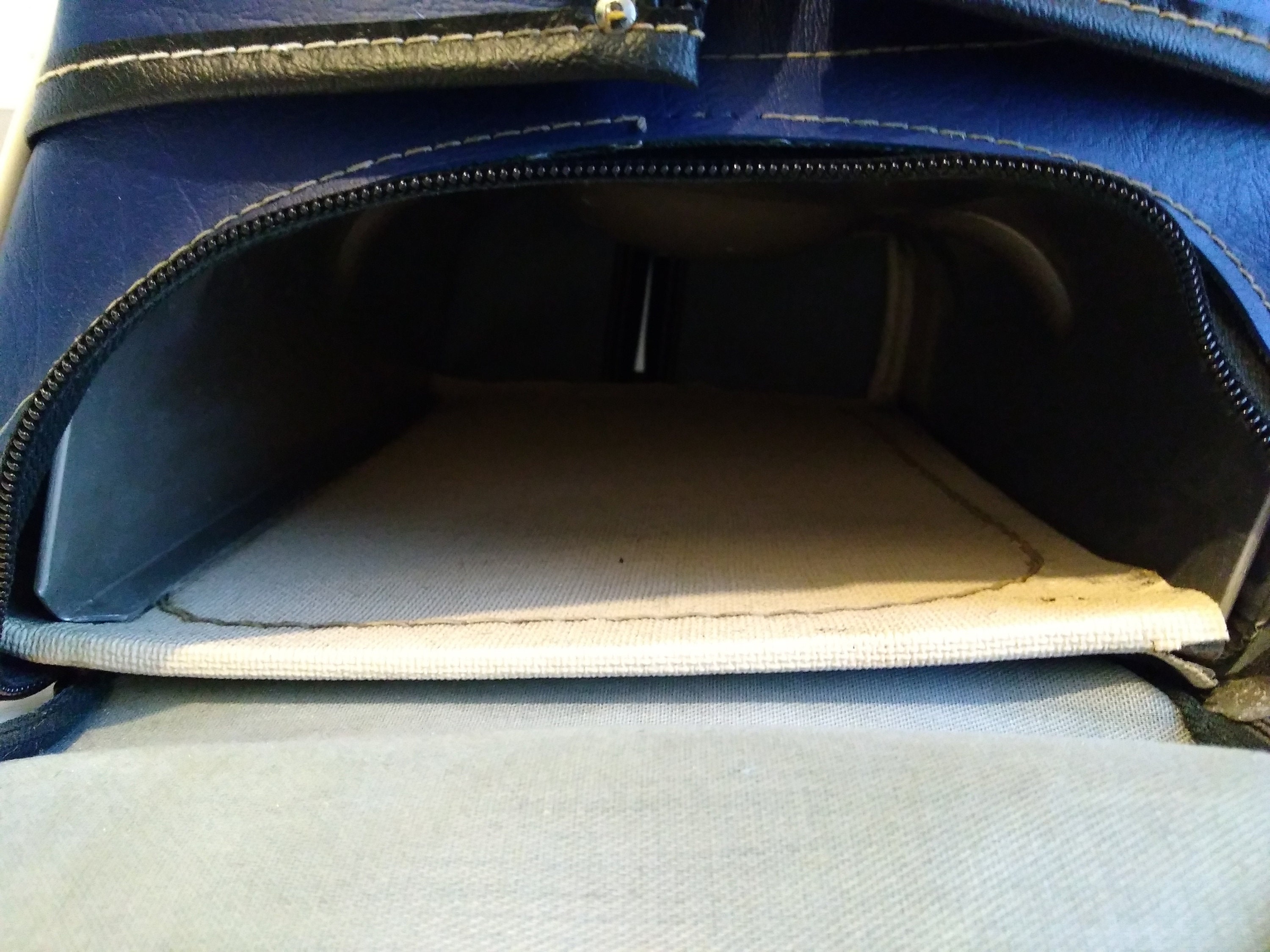 Vintage Large Bowling Bag Blue Shoe Compartment Triangle Separator ...