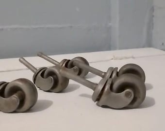 Set of 5 Vintage Industrial Metal Furniture Casters, 1 1/4 Inch Wheels