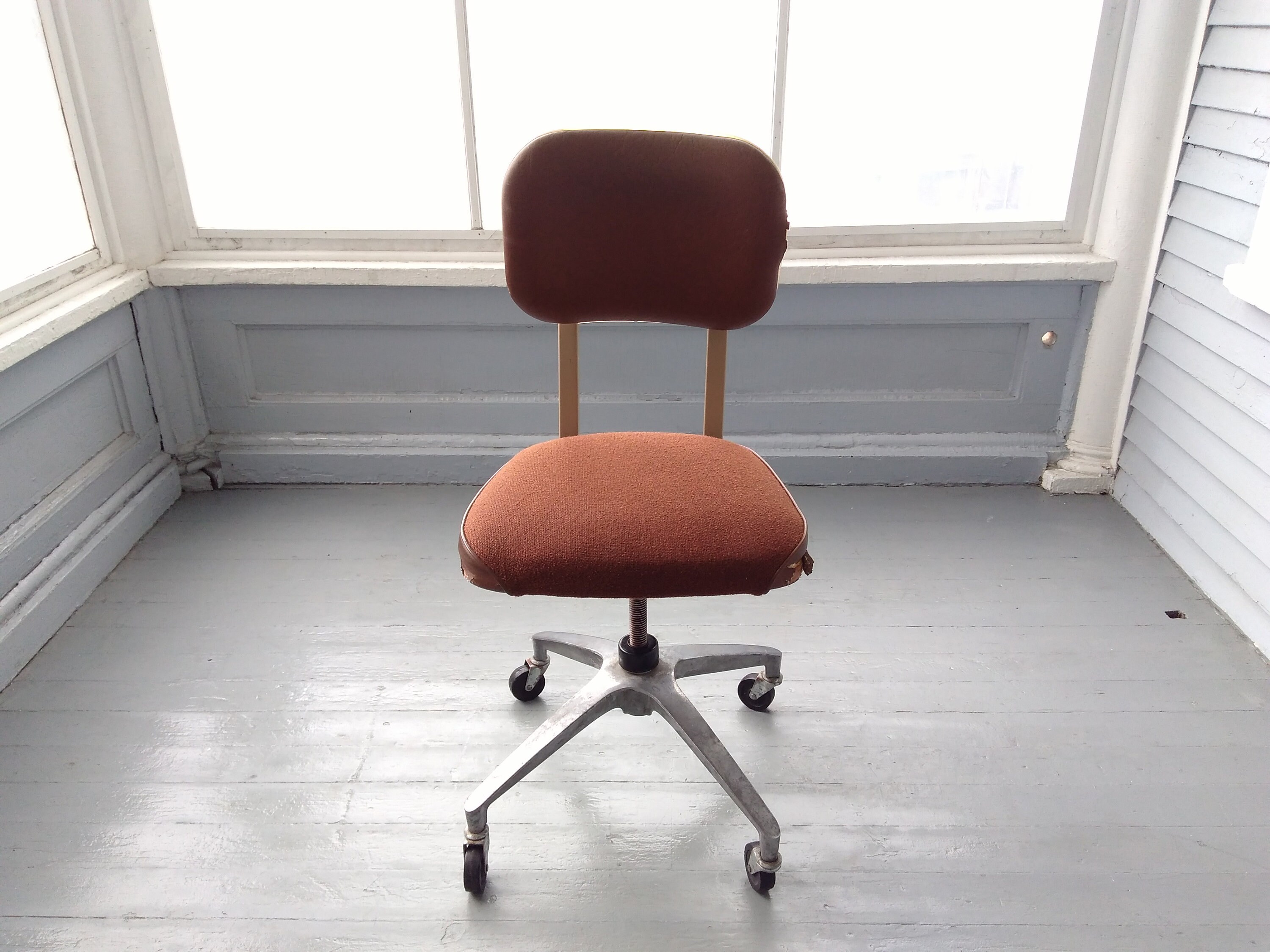 Vintage Desk Chair Office Chair Mid Century Modern Metal Upholstered Rolling Swiveling