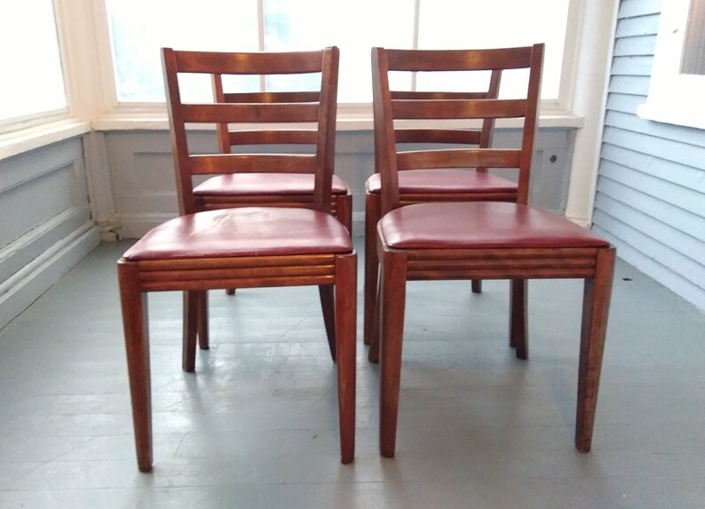 Chairs Kitchen Dining Four Vintage Wood Bent Wood Upholstered Etsy