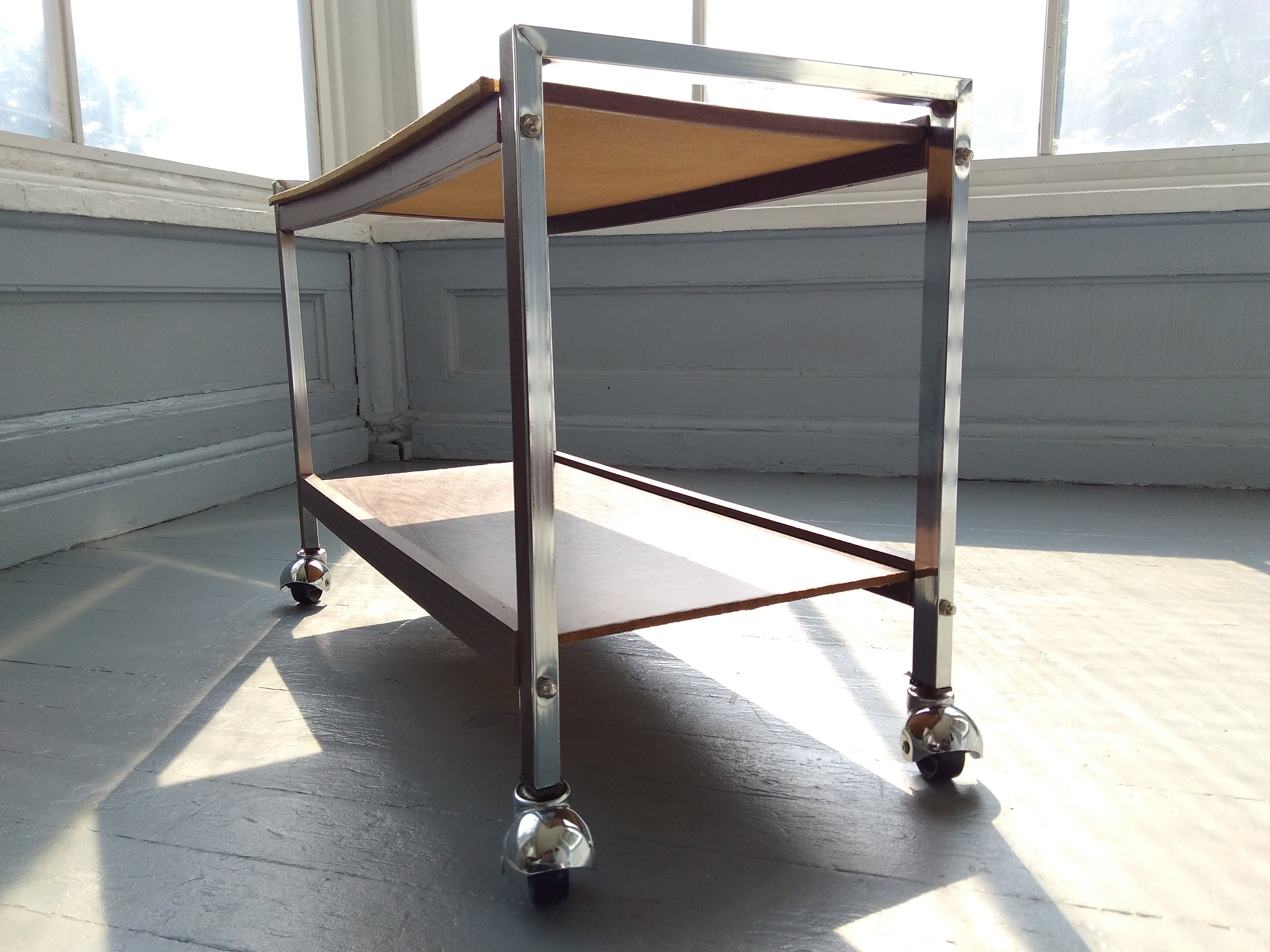 Vintage MidCentury Rolling Cart TV Cart TV Stand Plant Stand Book Shelves Photo Prop