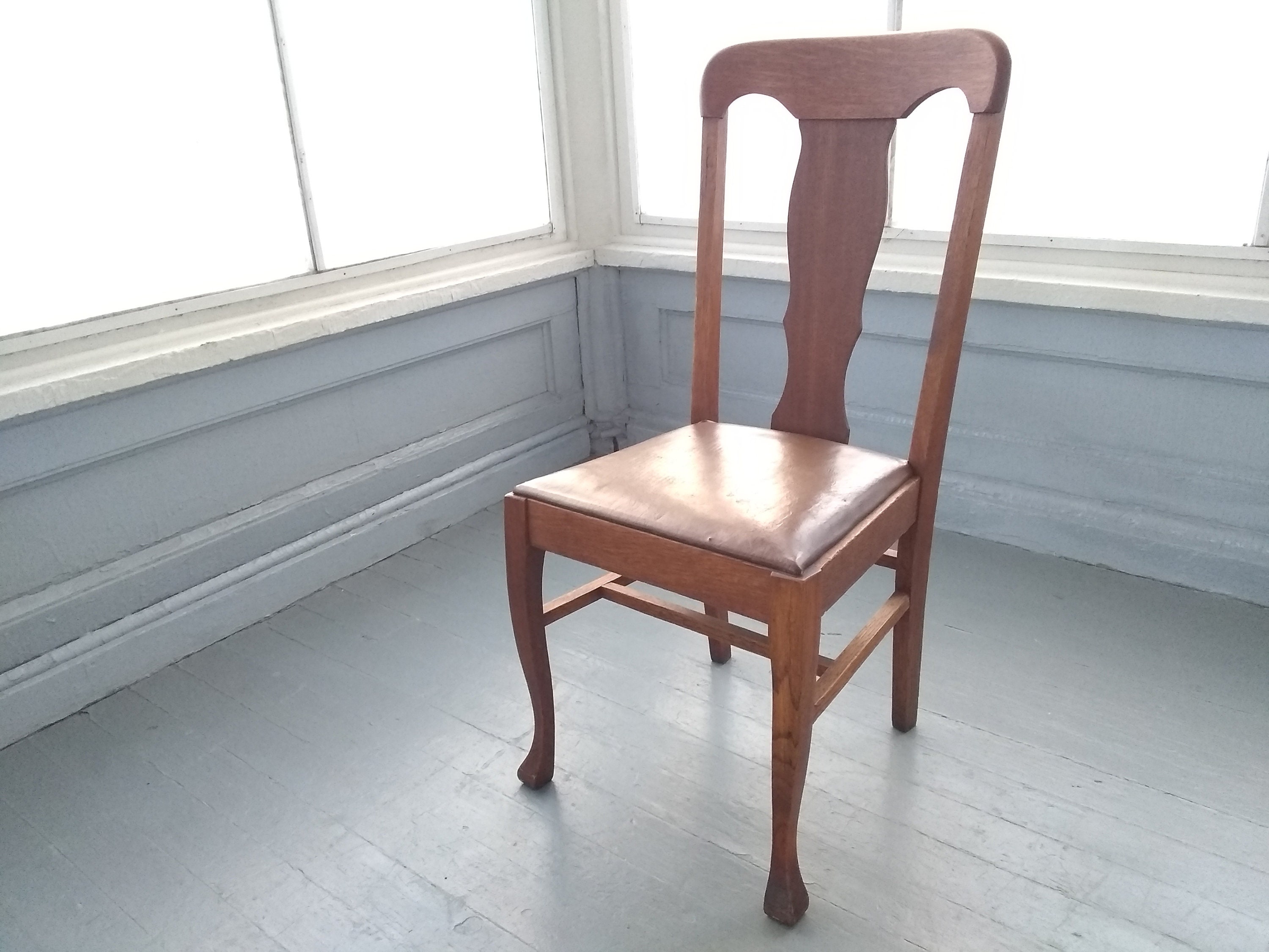Antique Oak Kitchen Chair Desk Chair Side Chair Queen Anne Front Legs ...
