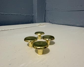 Vintage Brass Mushroom Knobs: Cabinet Hardware, Lot of 4, RhymeswithDaughter