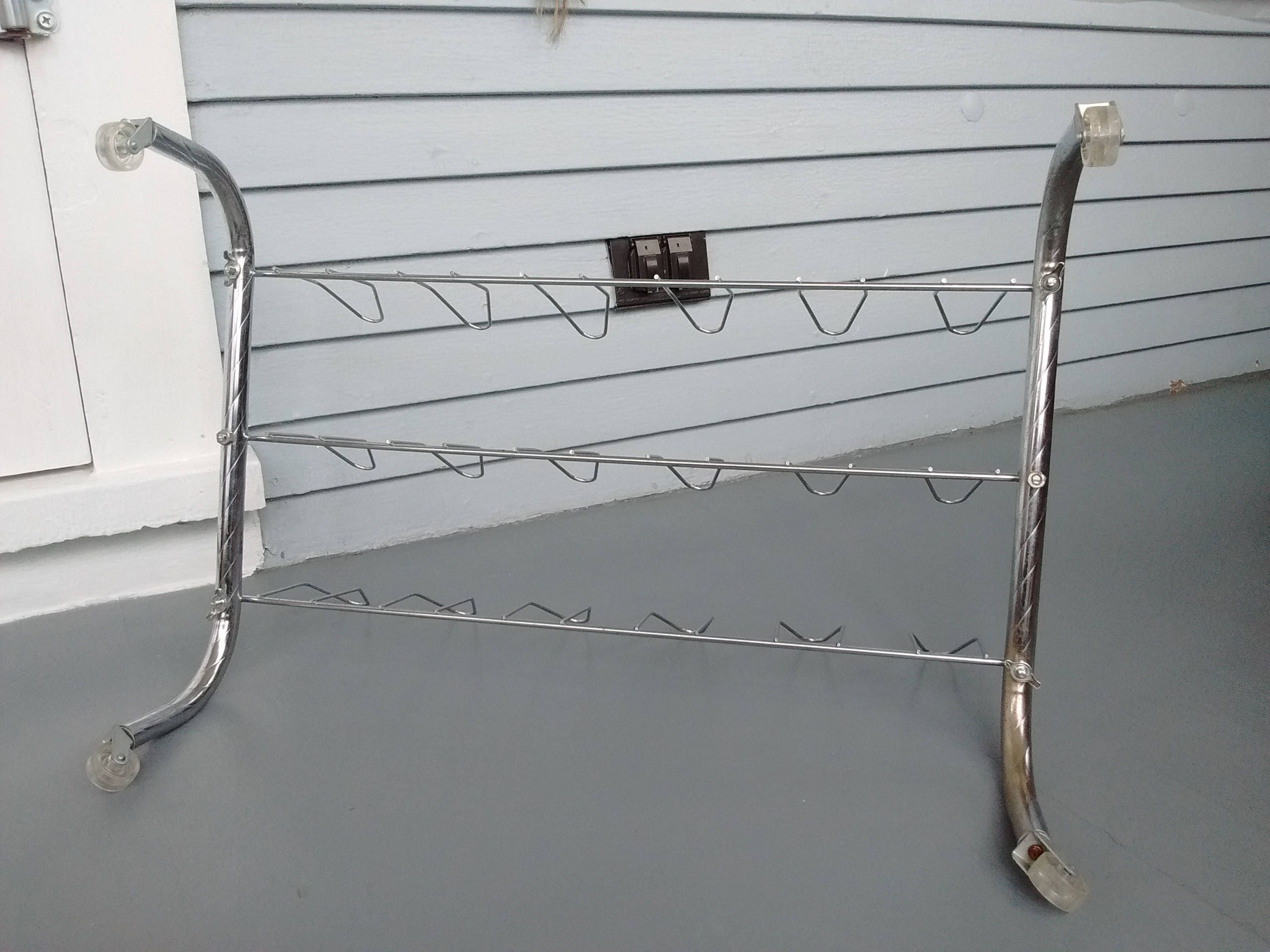 Vintage, Chrome, Rolling, Shoe Rack, Closet Shoe Organizer, Closet