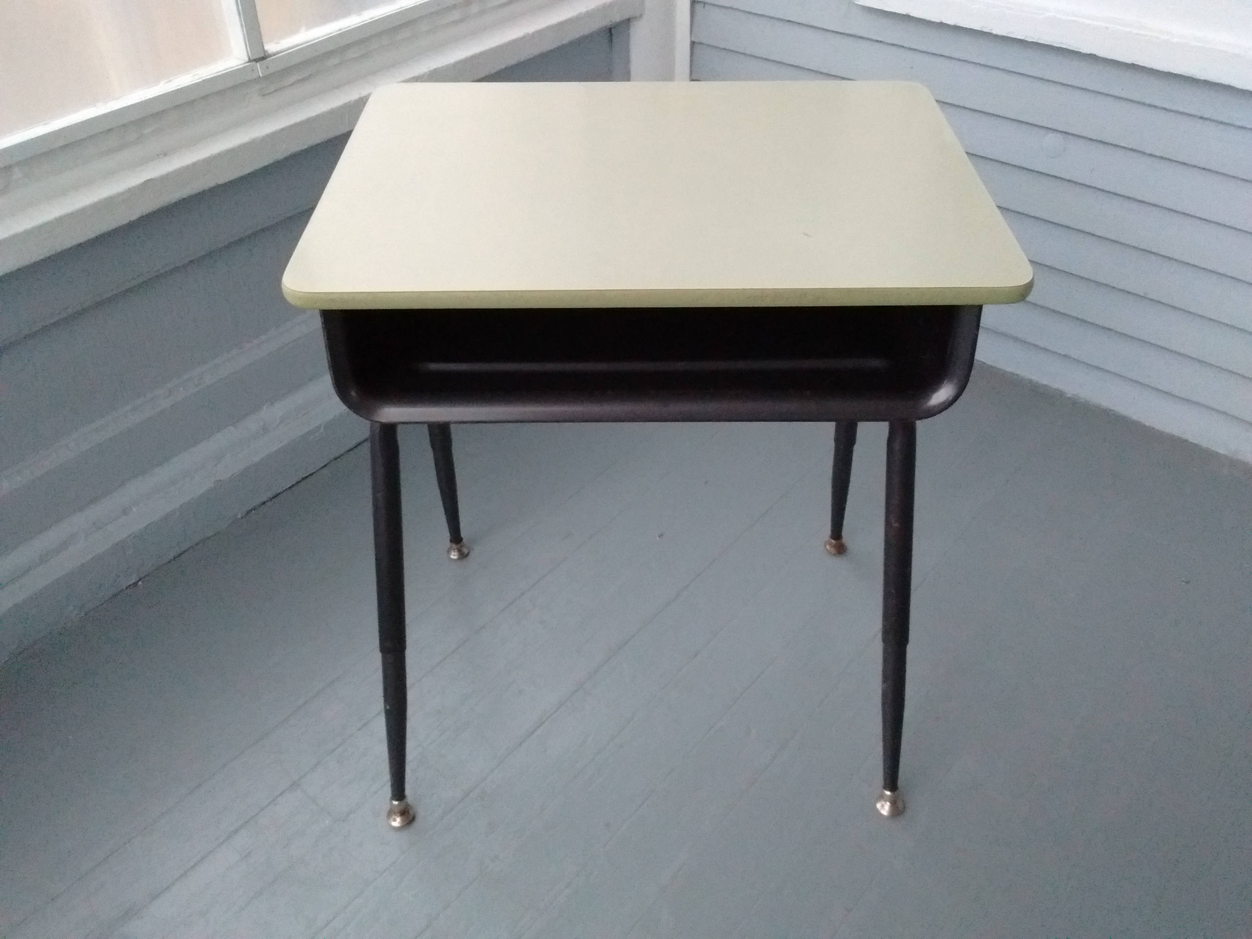 Vintage Kids Desk School Age Childs Desk Adjustable Metal and Wood Kids