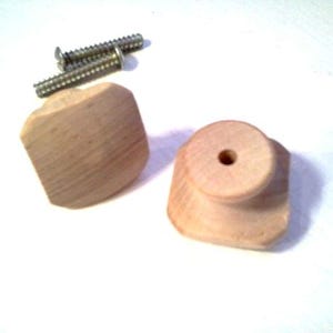 Square Oak Wood Mushroom Knobs: Cabinet Hardware, Set of 2, RhymeswithDaughter