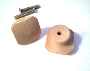 Square Mushroom Shaped Wood Knobs Furniture Knobs Cabinet Hardware Furniture Pulls Drawer Pulls Lot of 2 RhymeswithDaughter