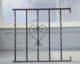 Vintage Wrought Iron Heart Railing, Architectural Salvage Handrail