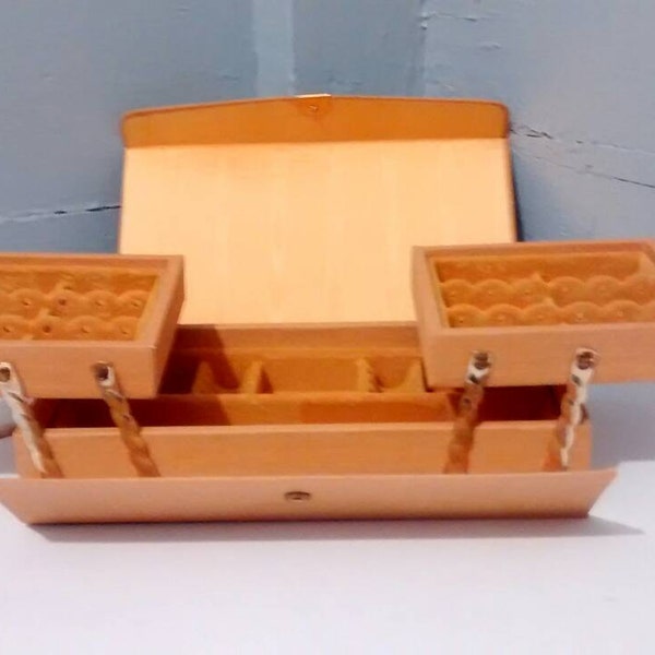 Jewelry Box, Earring Box, Jewelry Travel Case, Mid Century Modern, Gold, Vintage