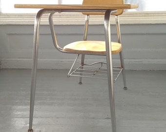 Vintage Heywood Wakefield Student Desk Perfect for School Age Teen and Young Adult Metal Wood MidCentury Modern RhymeswithDaughter
