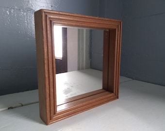 Retro 80s Small Square Mirror Wood Frame Shadow Box  Wall Mirror Accent Mirror Rustic Photo Prop RhymeswithDaughter