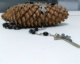 Vintage Catholic Rosary Black Religious Prayer Gift Childs First Rosary Confirmation Gift RhymeswithDaughter