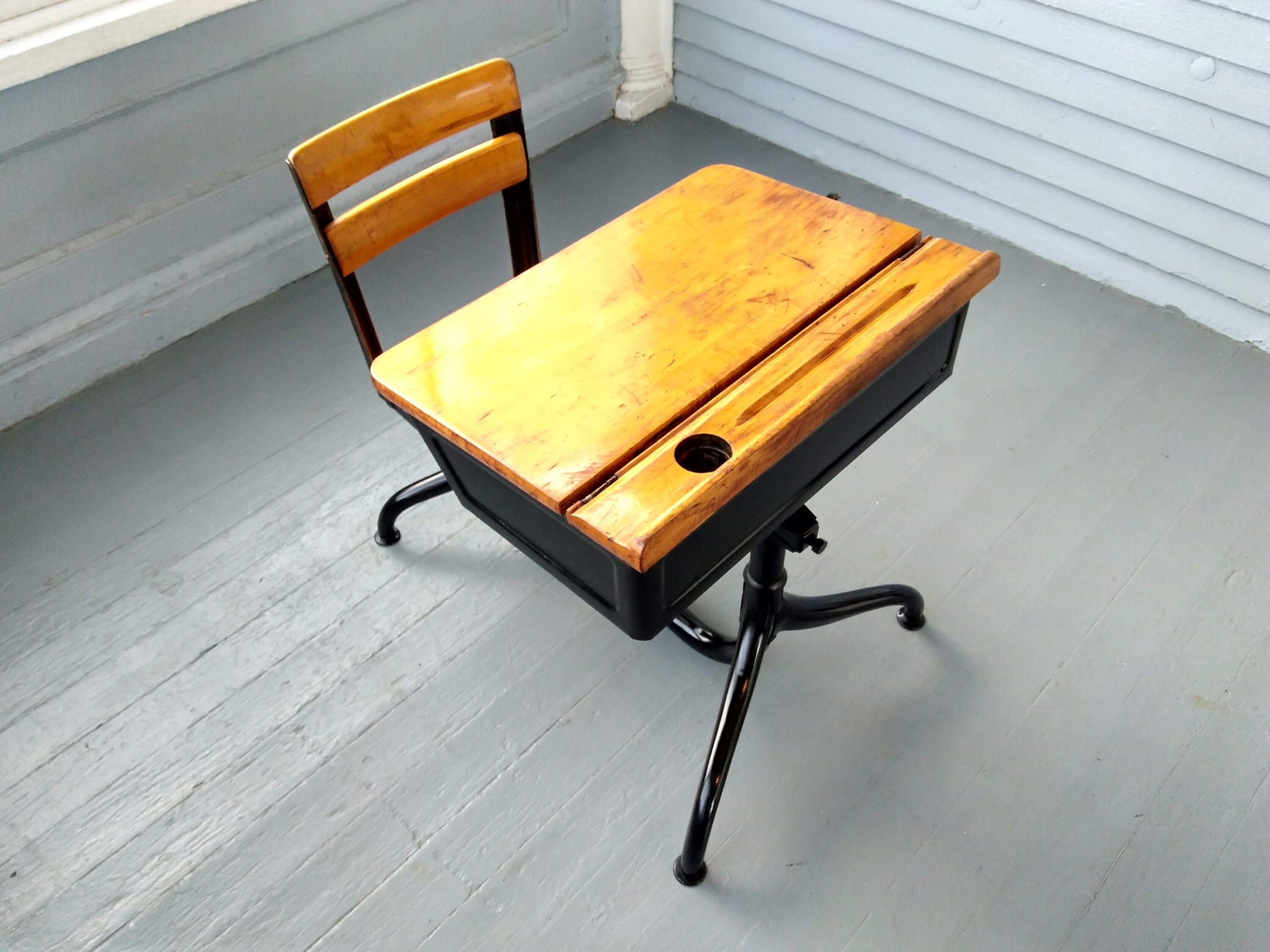Antique School Desk Kids Desk And Chair Metal And Wood Preschool
