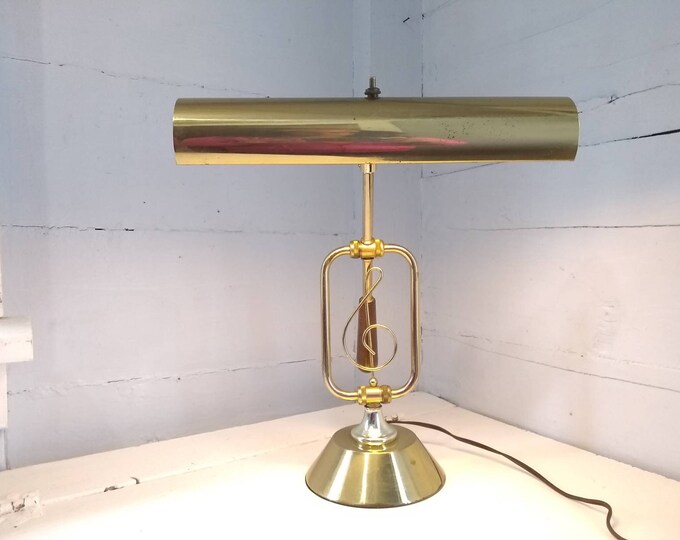 Featured listing image: Vintage Desk Lamp Bankers Lamp Piano Lamp Brass Finish MidCentury  Home Decor Lighting Accent Light Reading Light RhymeswithDaughter