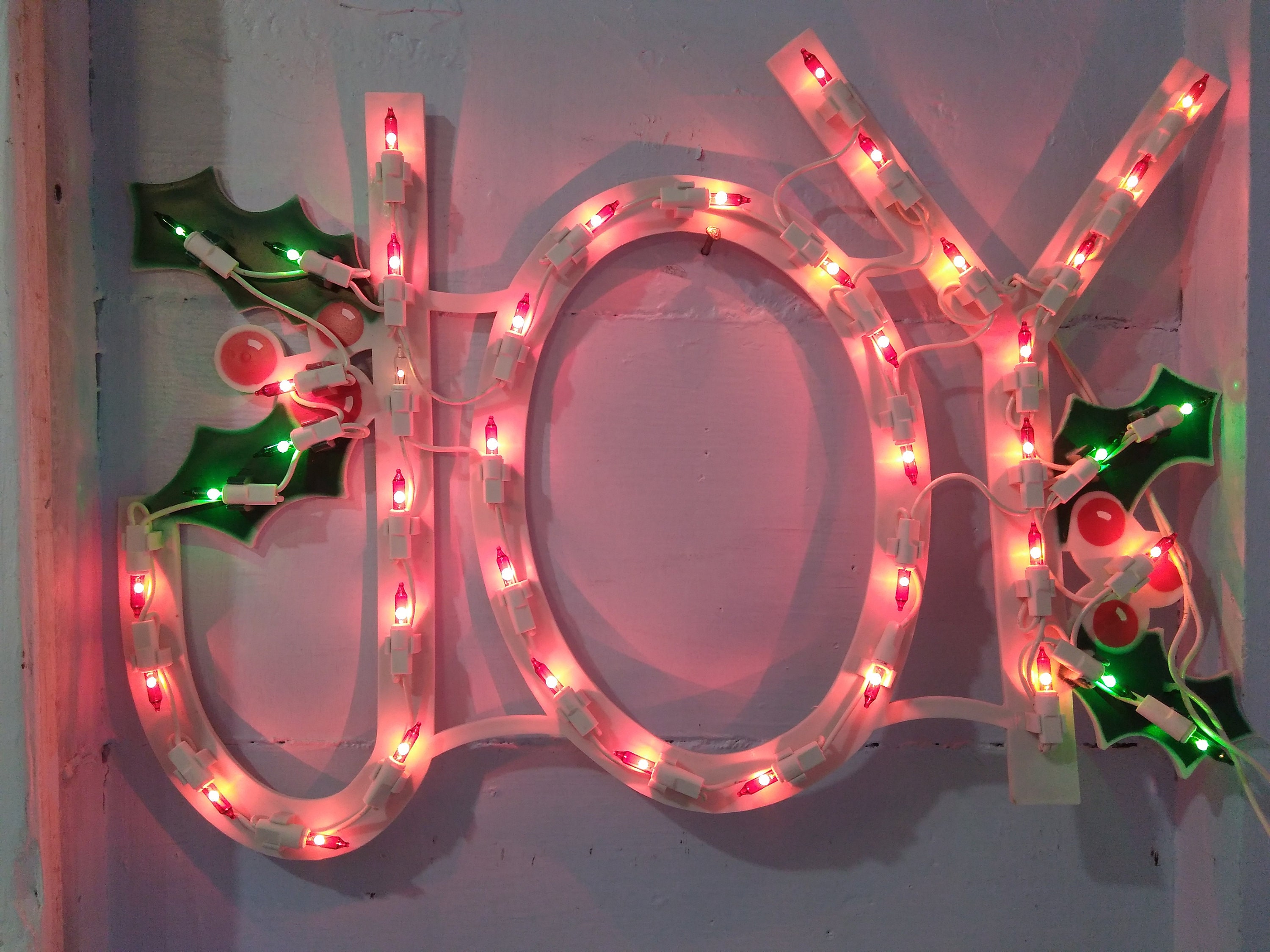 Vintage Hanging JOY Sign Lighted Christmas Decor Photo Prop