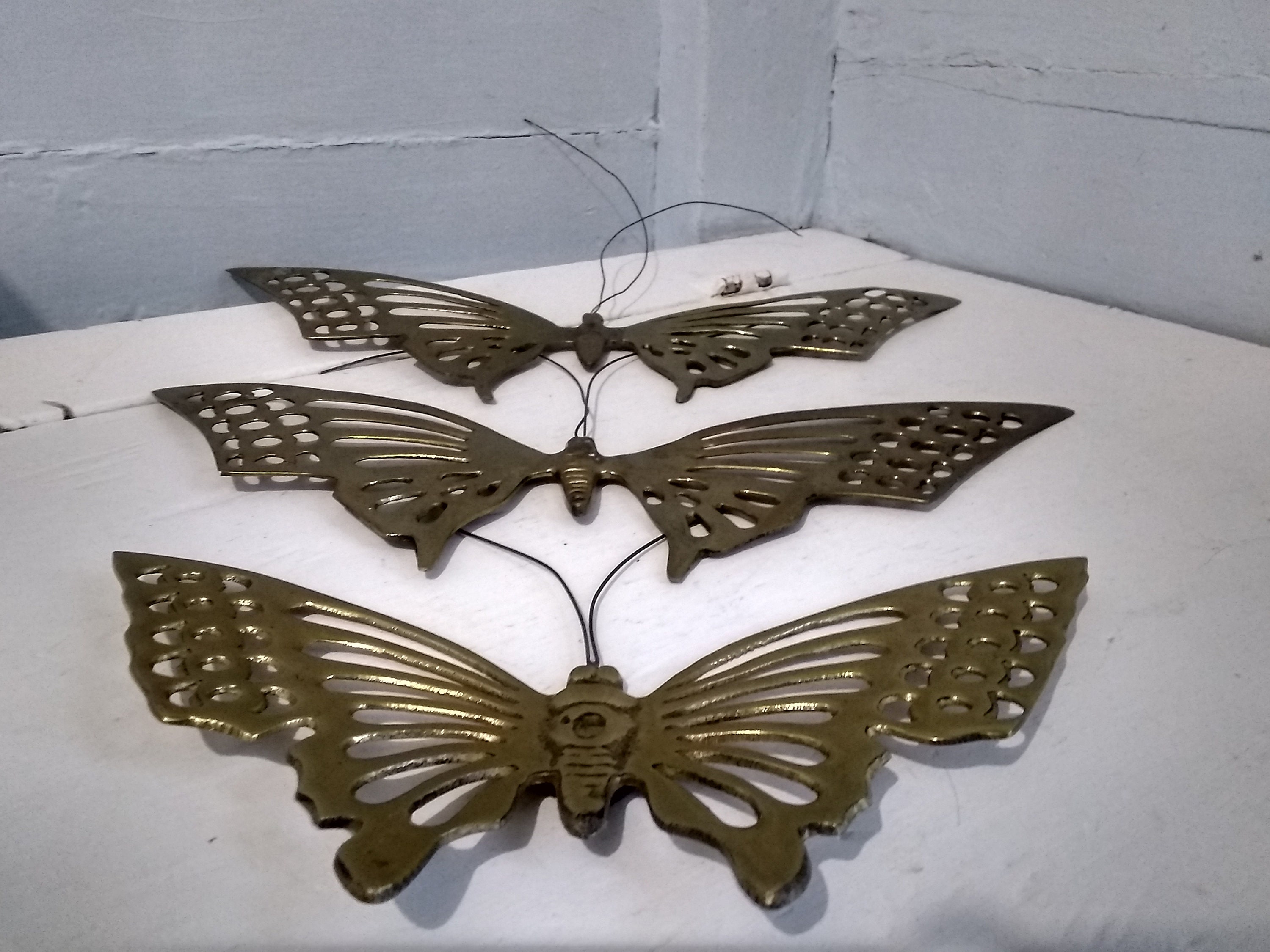 Butterflies, Solid Brass, Wall Art, Butterfly, Wall Hanging, Wall Decor,  Nursery Decor, Mid Century Modern, Photo Prop, RhymeswithDaughter