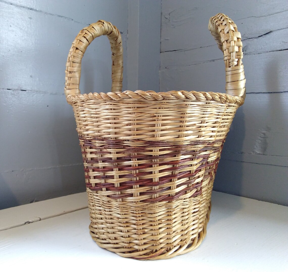 Large Wicker Market Basket Gathering Basket Purse Beach Picnic Etsy