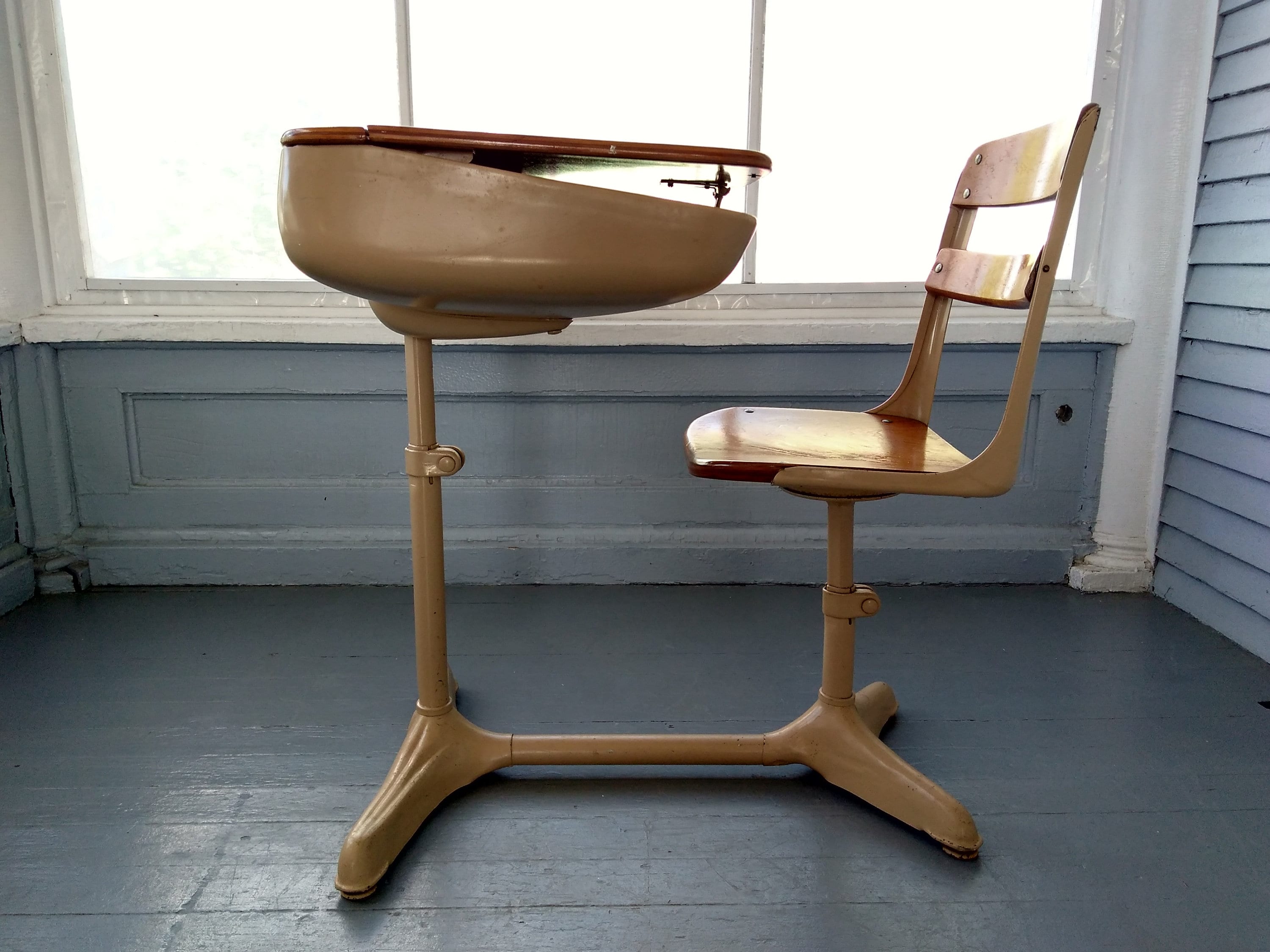 Vintage School Desk Kids Desk and Chair Metal and Wood Industrial