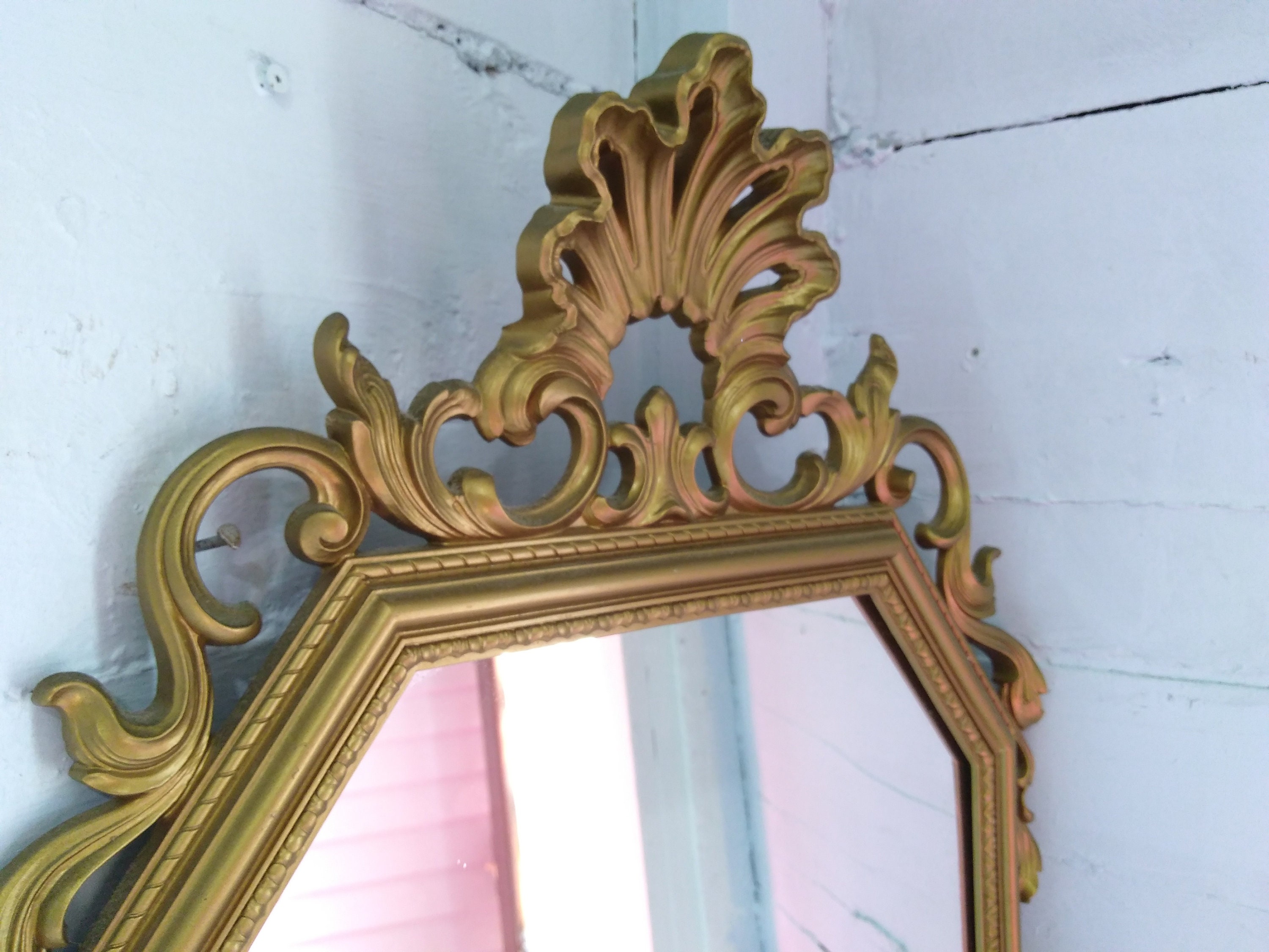 Large, Vintage, Ornate, Gold, Mirror Wall Mirror, Framed Mirror, Photo