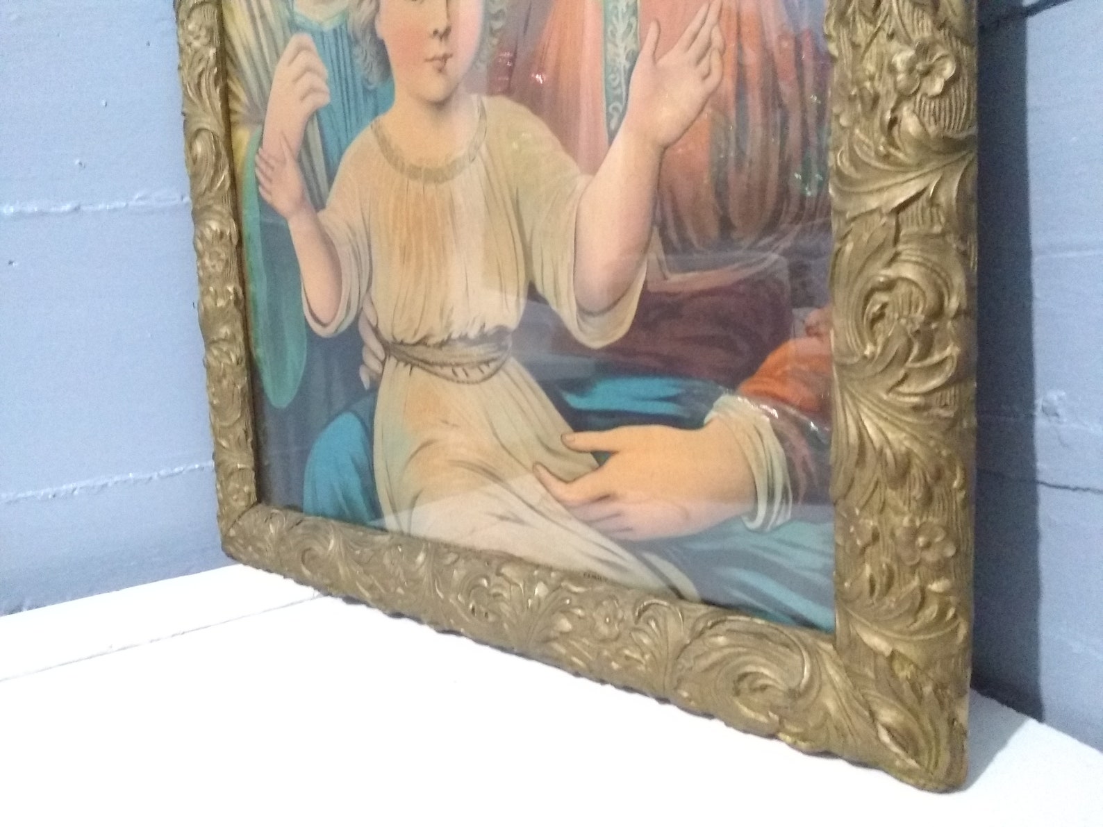 Antique Religious Wall Art the Holy Family Large Framed Etsy