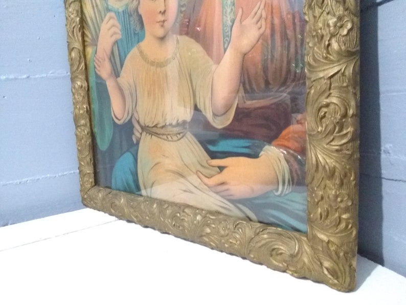Antique Religious Wall Art the Holy Family Large Framed Etsy
