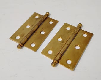 Small Vintage Ball Pin Hinges Solid Brass, Hardware, RhymeswithDaughter
