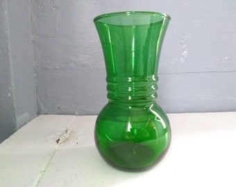 Vintage Green Glass Vase Harding 3 Rib Anchor Hocking Flower Vase Decorative MidCentury Modern RhymeswithDaughter